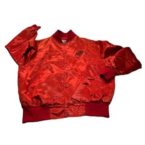 1980's Stadium Style Jacket Hot Rod Diner & Bar US Men XL Back Bay Exchange RED